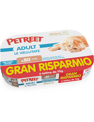 PETREET Vellutate Gatto Adulto Vitello Multipack 6x70 Gr - ronnypet.it