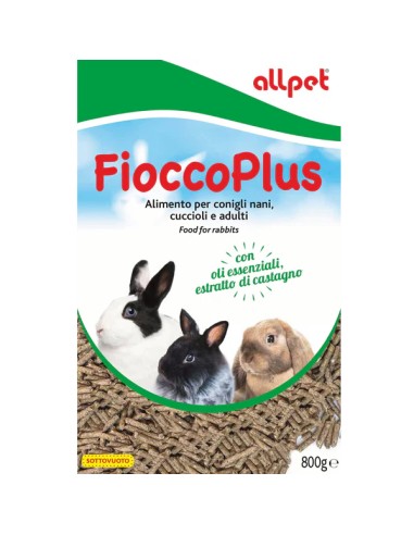 AllPet - Mangime con oli essenziali di Castagno per roditori Fiocco Plus Mini Pellet 800g - ronnypet.it