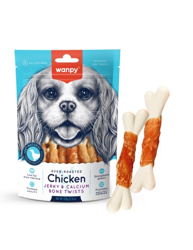 Wanpy Chicken Jerky e ossa di calcio intrecciate 100g - ronnypet.it