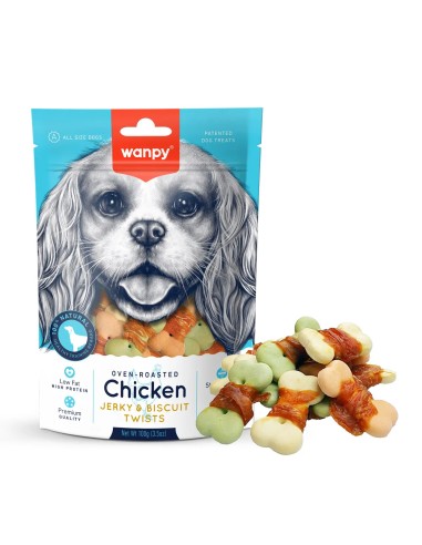 Wanpy Chicken Jerky e biscotti intrecciati 100g - ronnypet.it