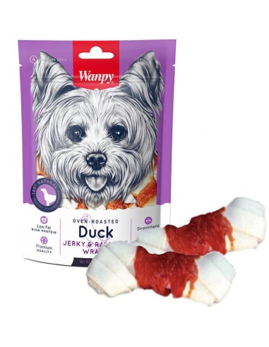 Duck Jerky & Rawhide Wraps - Ossa nodo con anatra essiccata per cani-www.ronnypet.it/shop