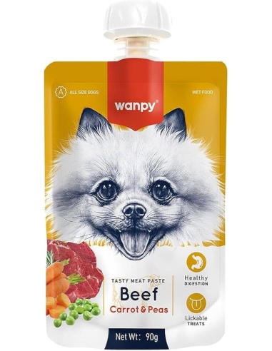 Wanpy Tasty Meat Paste - Peef + Carrot & Pea For Dog 90 G - ronnypet.it