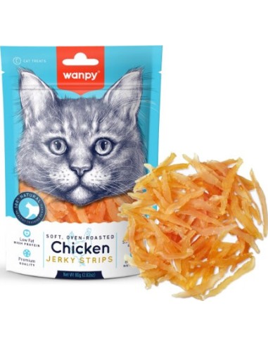 Wanpy Cat Treats Chicken Jerky Strips for Cats 80g - ronnypet.it