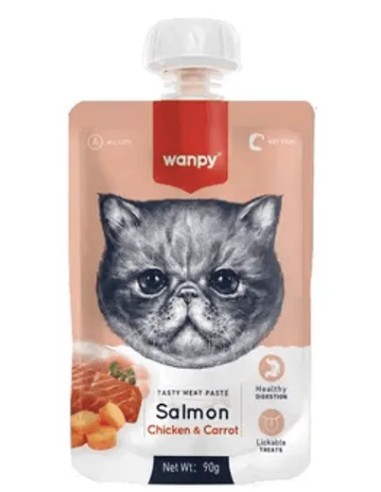 Wanpy Adult Cat Tasty Meat Paste Salmon Chicken & Carrot 90 g - ronnypet.it