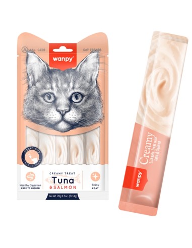 Wanpy Creamy Lickable Treats Tuna & Salmon liquid treats for cats - ronnypet.it