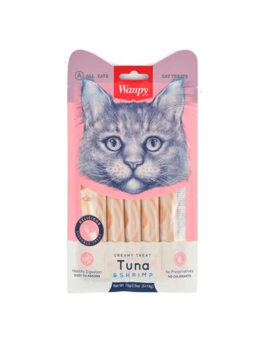 Wanpy Adult Cat Creamy Lickable Treat Tuna & Shrimp 70 G Pouch - ronnypet.it