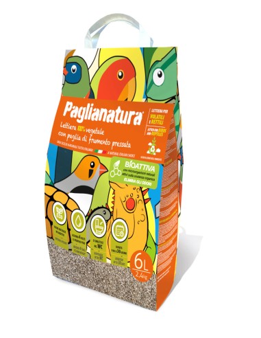 LETTIERA NATURALE PAGLIANATURA BIOATTIVAVOLATILI E RETTILI 2,4KG/6 LT - ronnypet.it