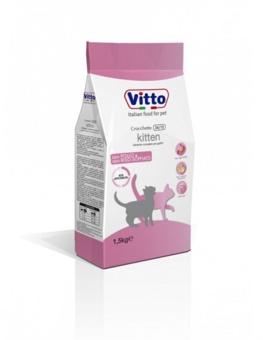 Crocchette Vitto per Gatti kitten 34/15 Pollo E Riso 1.5Kg - ronnypet.it