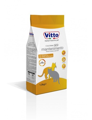 Crocchette Vitto per Gatti Mantenimento 34/14 Pollo E Riso 1.5Kg - ronnypet.it