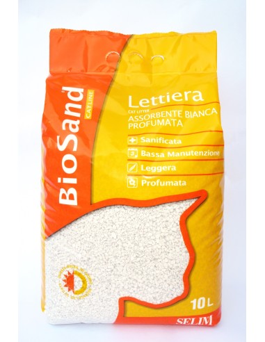 Lettiera Biosand Assorbente Bianca Profumata Per Gatto da 10 kg - ronnypet.it